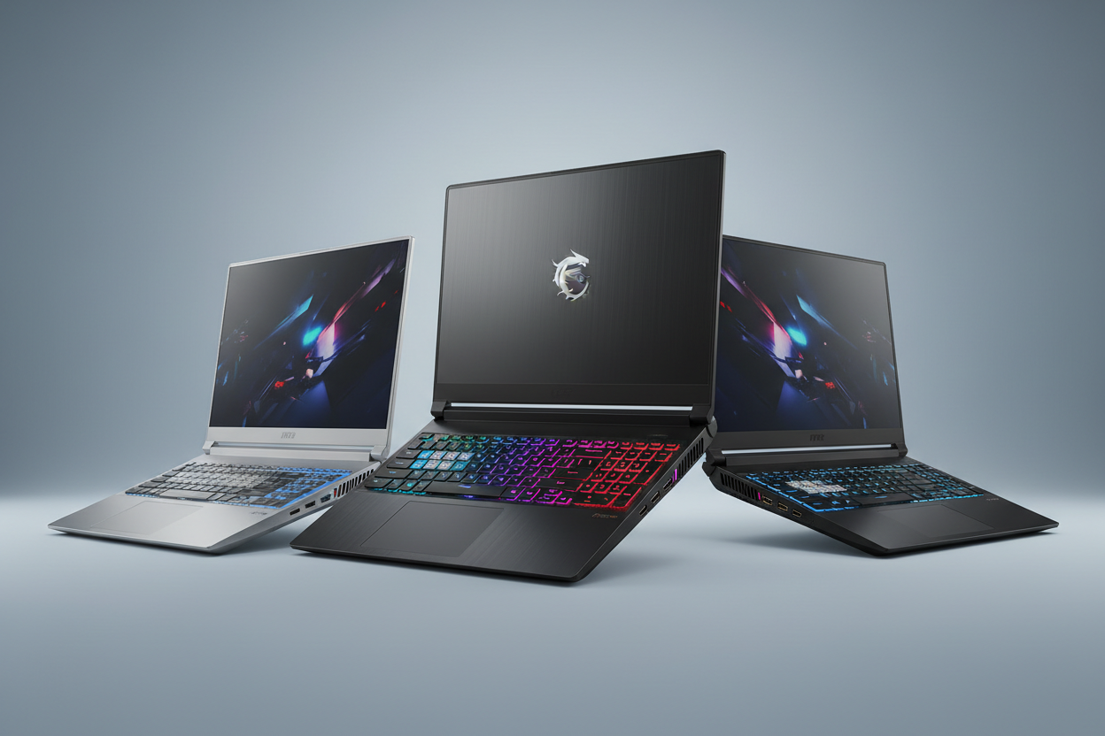 High performance gaming laptops with a plain subtle background