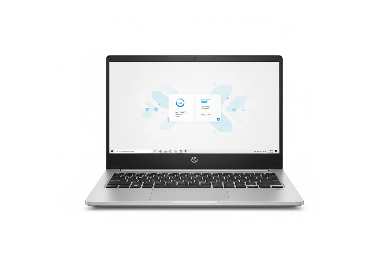 Real life image of HP EliteBook 840 G8 - Intel i7 11th Gen, 16GB RAM, 512GB M.2, 14" Non-Touch Screen facing straight in a white plain background